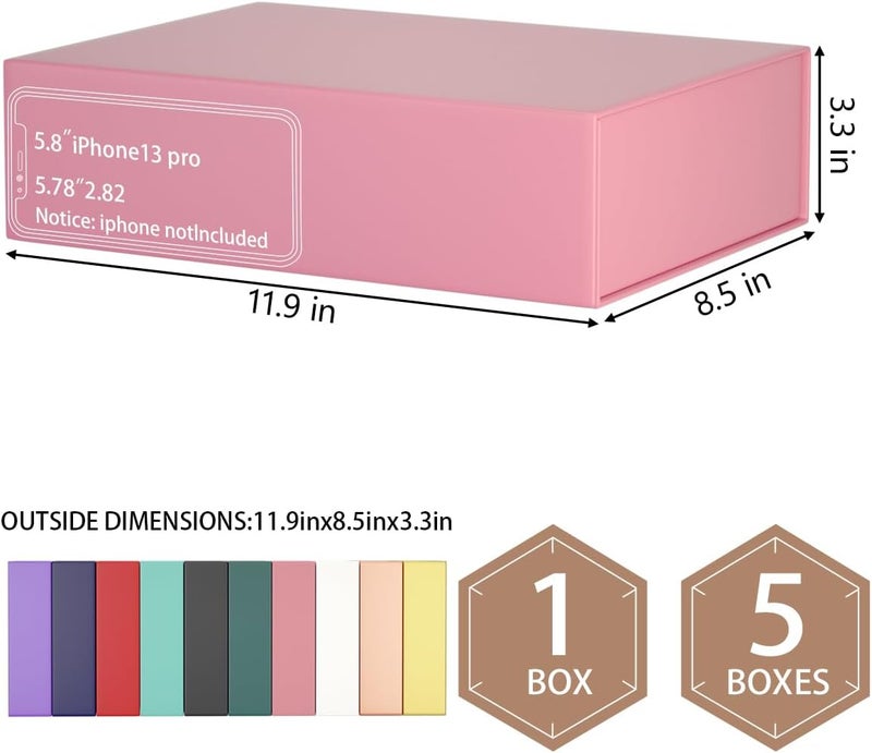 ROSTELACK Pink Gift Boxes 11.9" x 8.5" x 3.3" with Magnetic Closure Lid Gift Box for Presents,Bridesmaid Gifts Boxe,Cute Boxes,Birthday Gift Box,Luxury for Gift Packaging, Magnetic Gift Boxe for Wrapping Gifts - Image 2